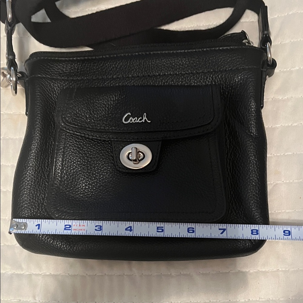 Coach Black Pebbled Leather Crossbody Messenger Bag with Adjustable Strap - Picture 11 of 13